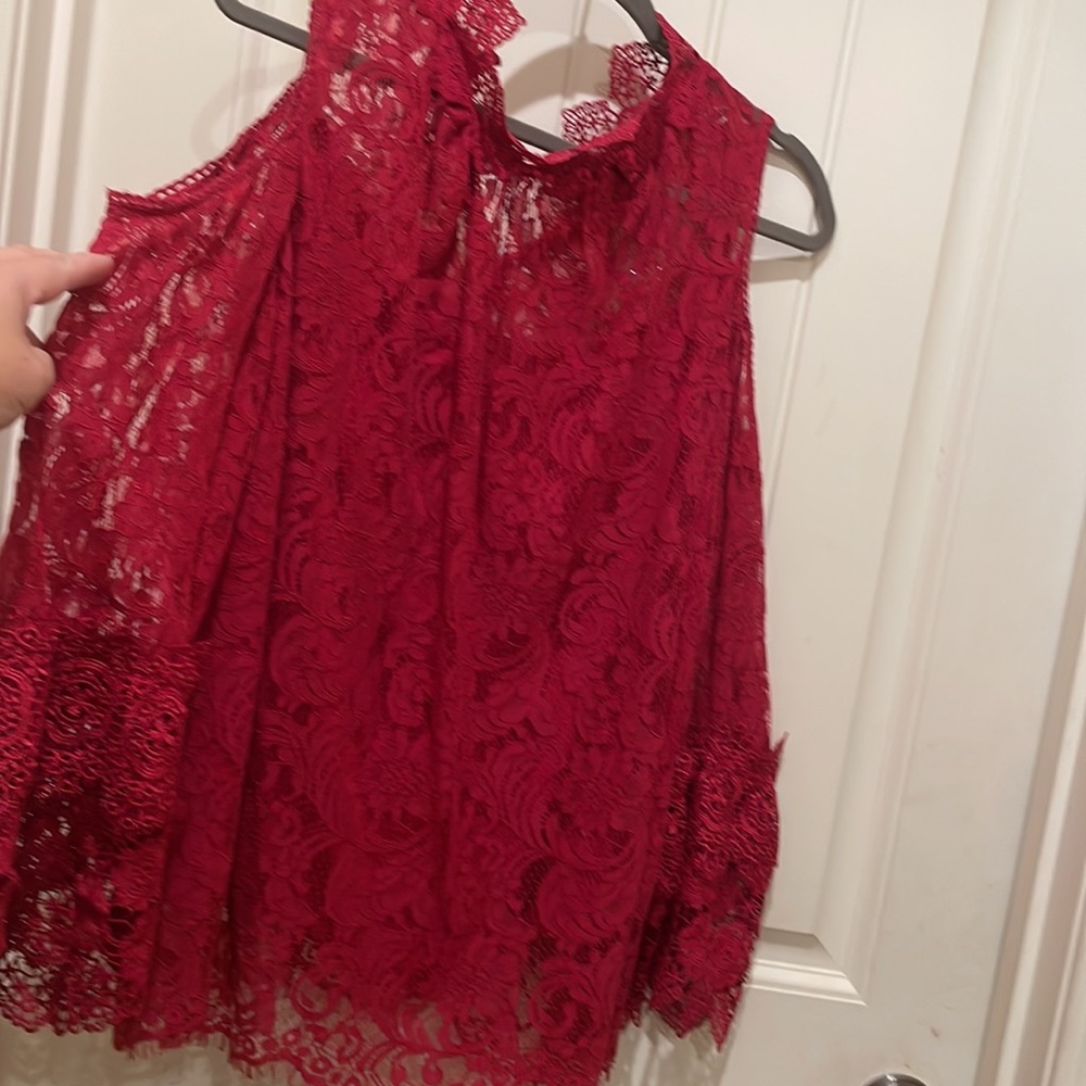 Roaman’s Lace Cold Shoulder Shirt